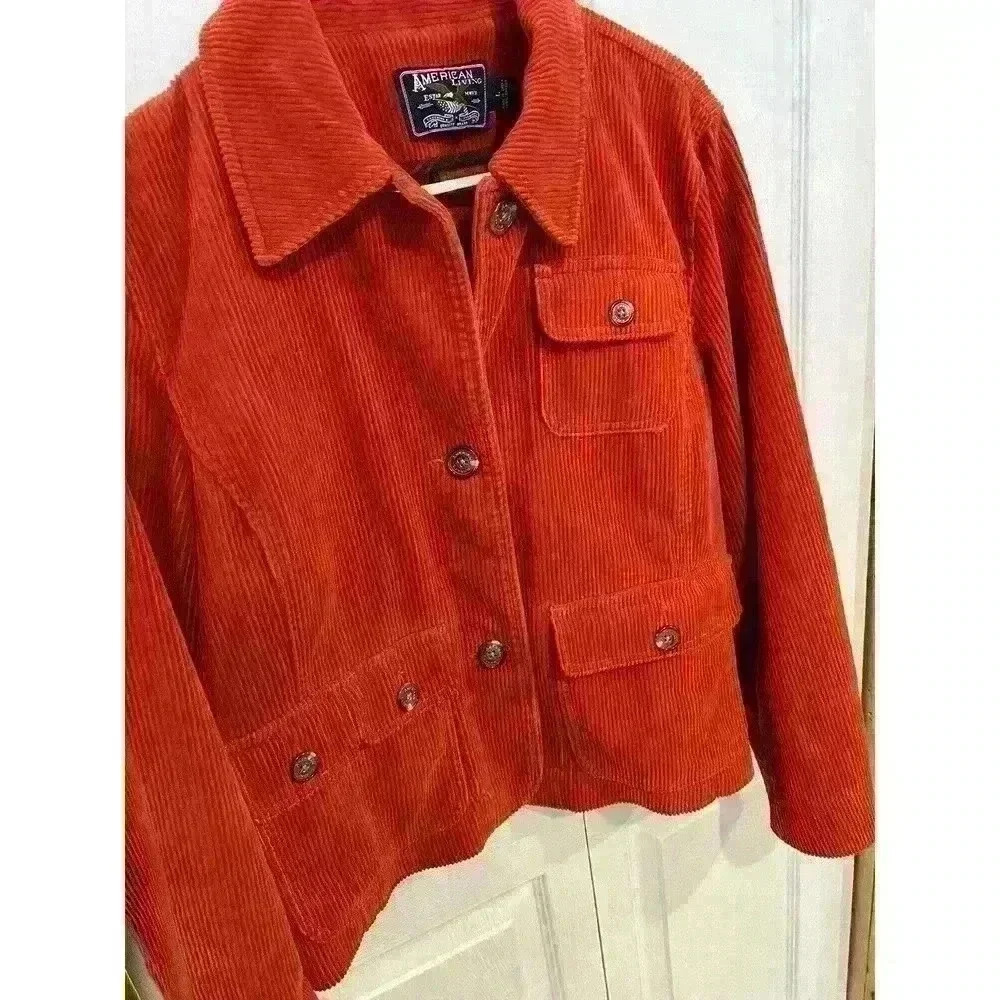 American Living Womens Corduroy Jacket Sz Large Rust Orange - Picture 3 of 8